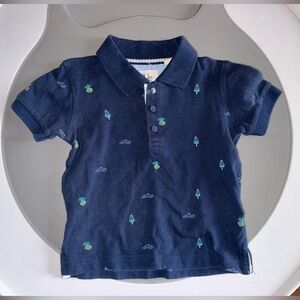 Kids Navy Polo Shirt with Fun Coastal, Summer Design Pineapple, Popsicle